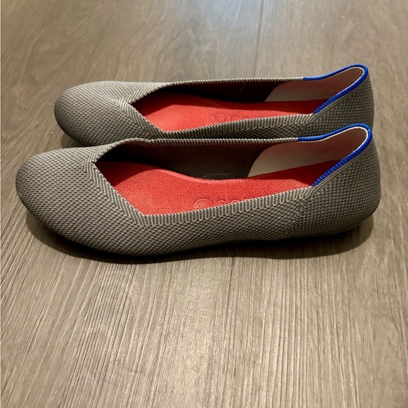 Rothy's The Flat Pebble Grey Knit Rounded Toe Ballet Flats | Size 9.5 - Picture 2 of 4